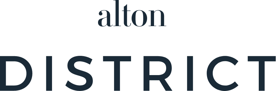 A black background with the word "alton" above the word "DISTRICT" in white text.